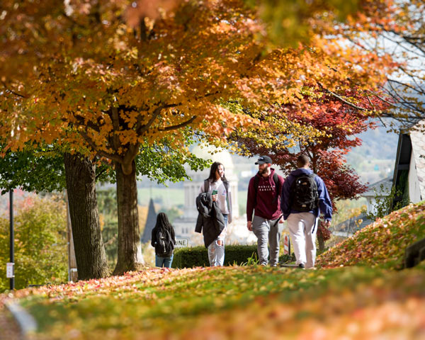 Student's walk up Court Street on a beautiful fall day