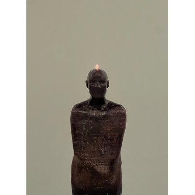 “Neglecting Myself,” candle wax and cotton wick, 2024, 5 foot 6 inches x 2 foot