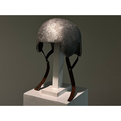 “Compulsions,” 2024, cast lead and leather, 6 x 8 inches