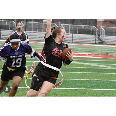 Mackenzie Wood achieves a touchdown against Albany