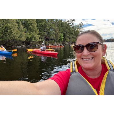 Sage Andersen on Raquette Lake with her class