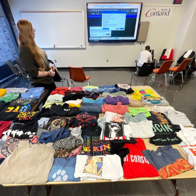 Table of items donated for students to swap at the SCRA Eco-Swap event.