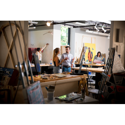 Class in painting studio