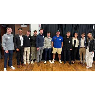 Cortland's 11 different competing teams included, from left, Thomas Wheeler, Esteban Mitchell, Justin Wolmeldorph, Luka Kvizhinadze, Chris  Youngs, Ryan Craig, Jayden Lont, Nick Bliss, Morgan Shevlin, Bryan Sredniawski and Lindsey Hillenbrandt