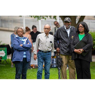 Friends chat at Juneteenth 2025