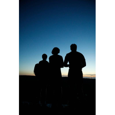Silhouettes of students looking at a sunset