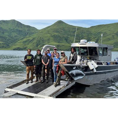 The archaeology team gets around in Alaska.