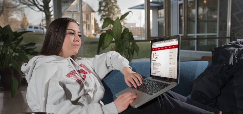 Student working on laptop