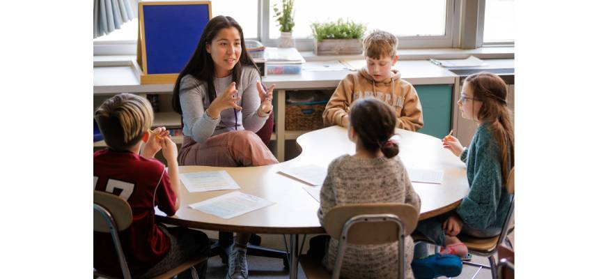 Student Teacher teaching in a classroom