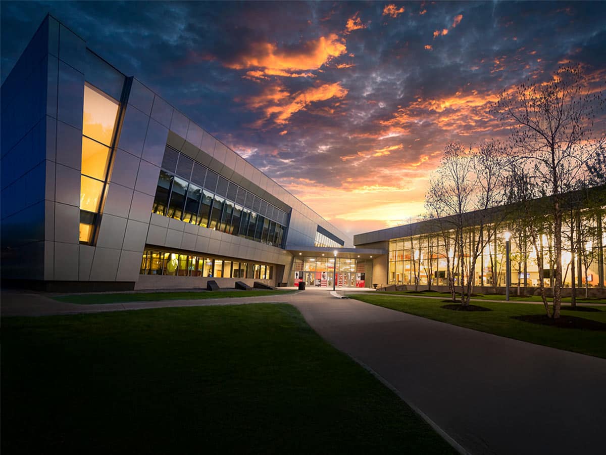 Sunset behind the Student Life Center