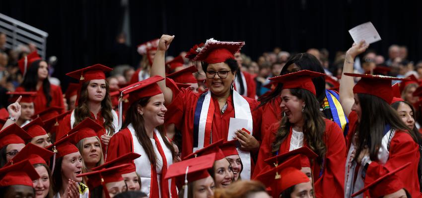 undergraduate students cheering at 2025 ceremony c