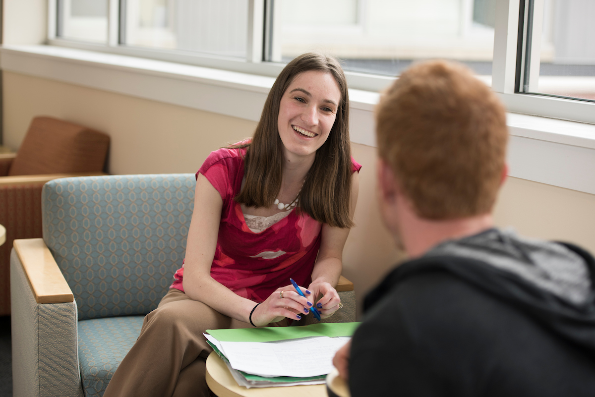 chatting in the lounge
