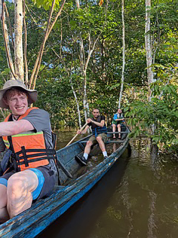 Students in canoe