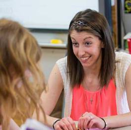 A special education teacher in a classroom