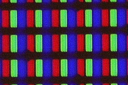 close-up image of RGB pixels in a computer screen