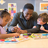 Childhood Education master's student getting hands-on experience in the classroom