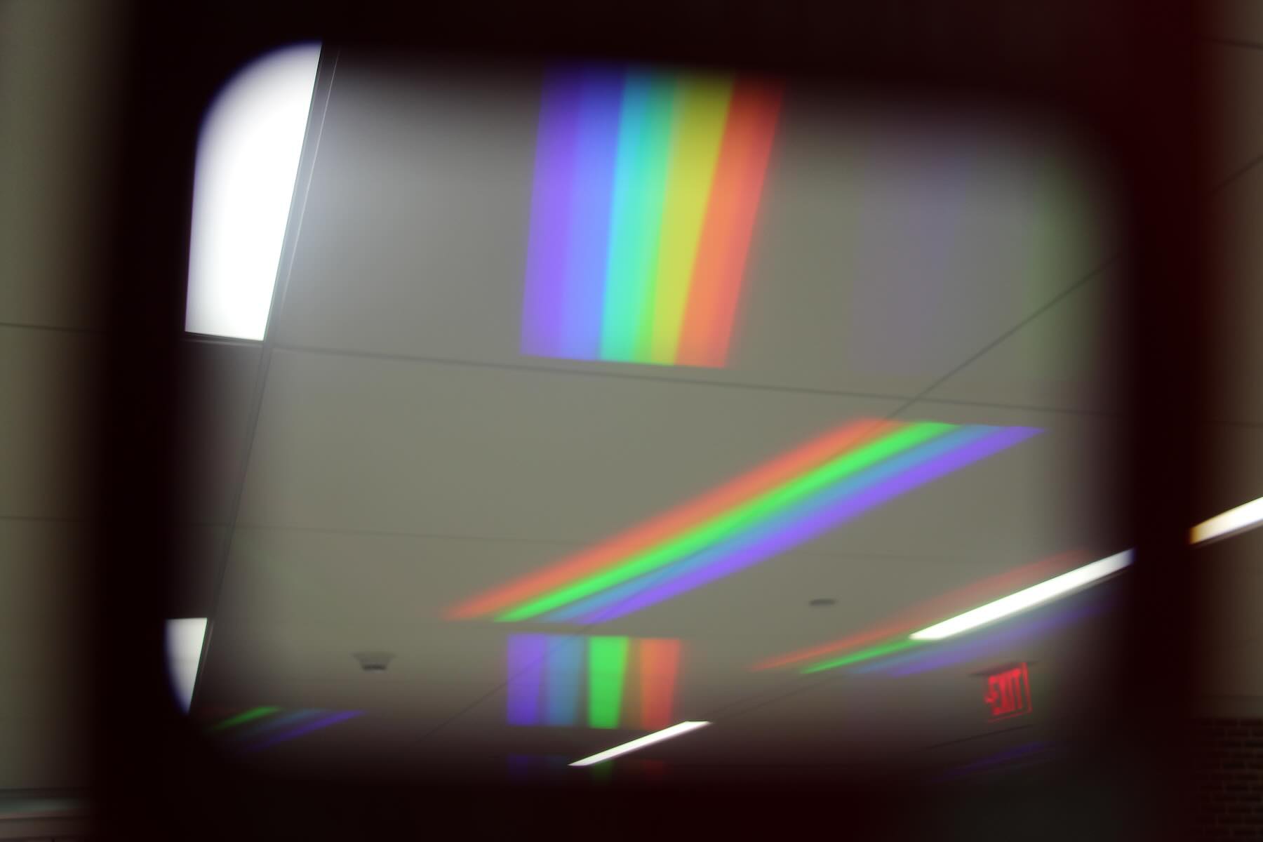 fluorescent lights in Bowers hall viewed through a diffraction grating