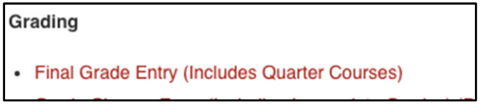 Final Grade Entry link within Academics tab in myRedDragon