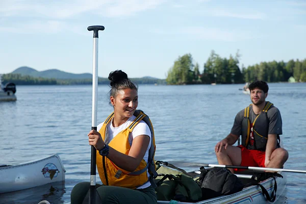 Students in a canoe at Raquette-Lake