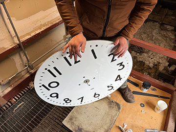 Clock face before being installed.