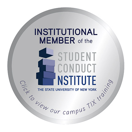 A silver badge indicating that SUNY Cortland is an Institutional Member of the Student Conduct Institute.