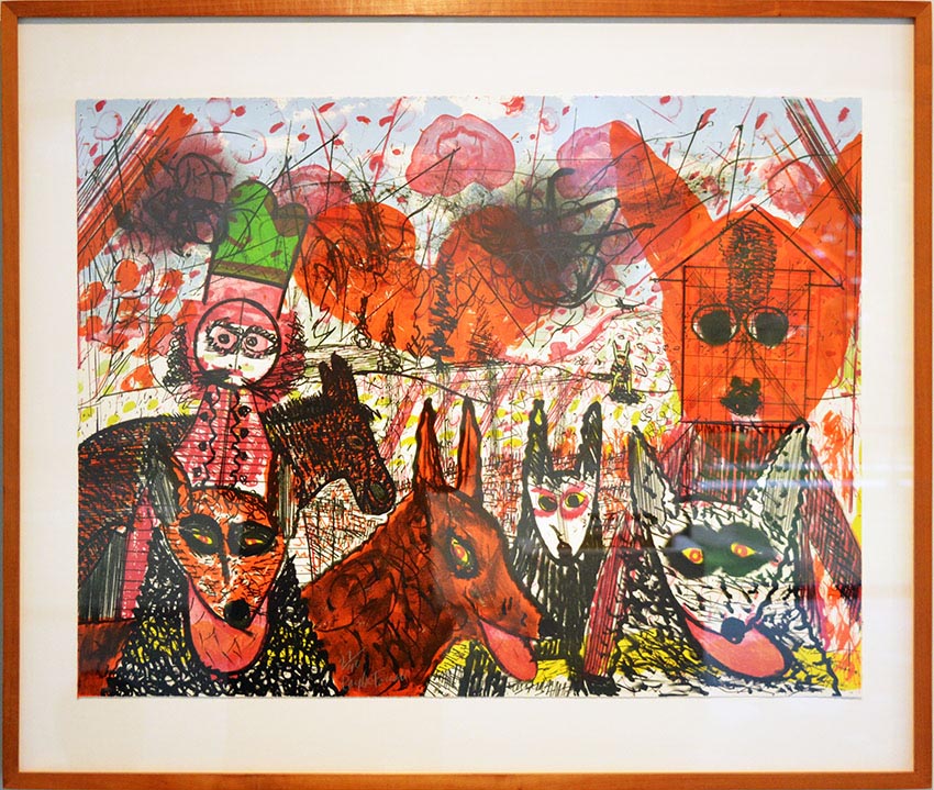 Work by Roy De Forest on display at the Dowd Gallery, SUNY Cortland, as part of the &ldquo;Artists as Collectors&rdquo; exhibition.