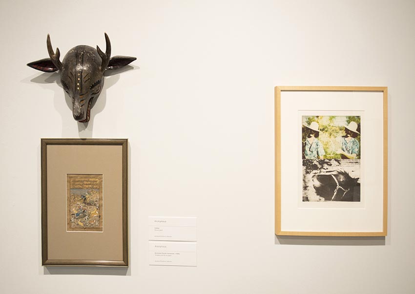 Artworks on display at the Dowd Gallery, SUNY Cortland, as part of the &ldquo;Artists as Collectors&rdquo; exhibition. 