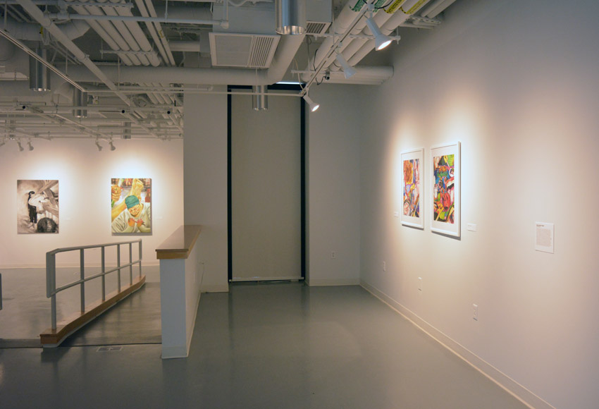 A view into the east gallery featuring works by the BFA candidate Samantha Reali.