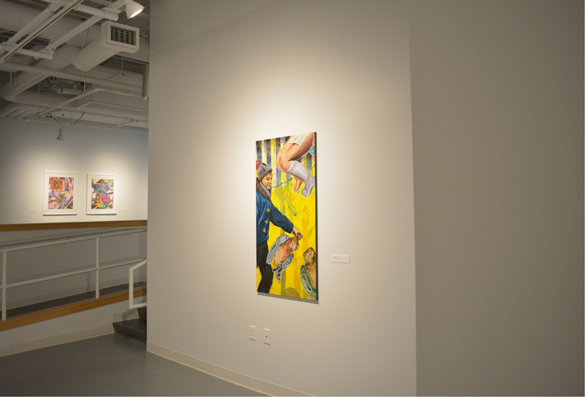 A view into the east gallery featuring works by the BFA candidate Samantha Reali.