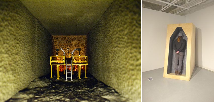 View of exterior and interior of installation by Buffalo-based sculptor Gary Sczerbaniewicz.