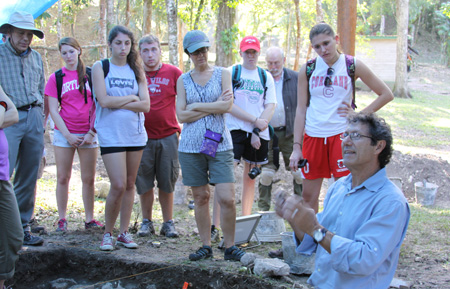 Professor Jaime Awe with SUNY Cortland students