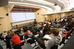 Sperry Center lecture room A full lecture room in session.
