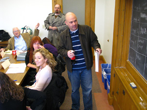 Political science professors Henry Steck (seated) Christopher Latimer