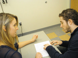 Mary Theresa Muldoon and faux high school student pre-teacher simulates student meeting