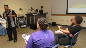 Diversity Institute Seth, left, facilitates a discussion