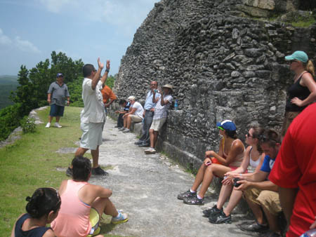 American and Belizean teachers visit ruins Belize Mayan ruins