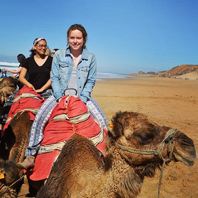 Fulbright winner Christina Garcia &rsquo;20 rides on a camel in Spain 